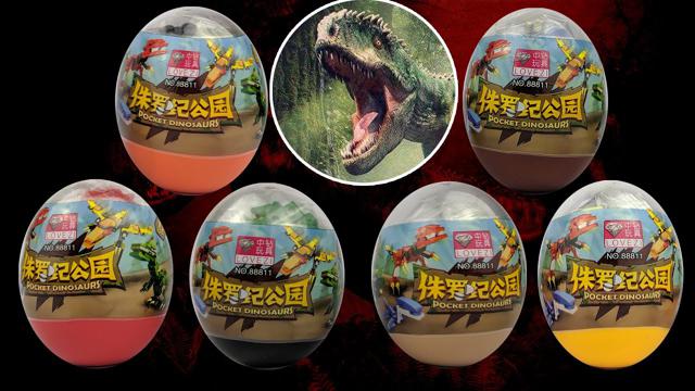 6 trứng bất ngờ, lego bộ gạch khủng long tyrannosaurus Velociraptor thằn lằn bay |恐 竜 | 공룡