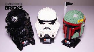 Lego Star Wars Helmet Collection Compilation of TIE Fighter Pilot, Stormtrooper and Boba Fett Build