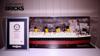 Ikon Lego 10294 Titanic Guinness World Records dengan lemari pamer batu bata jahat